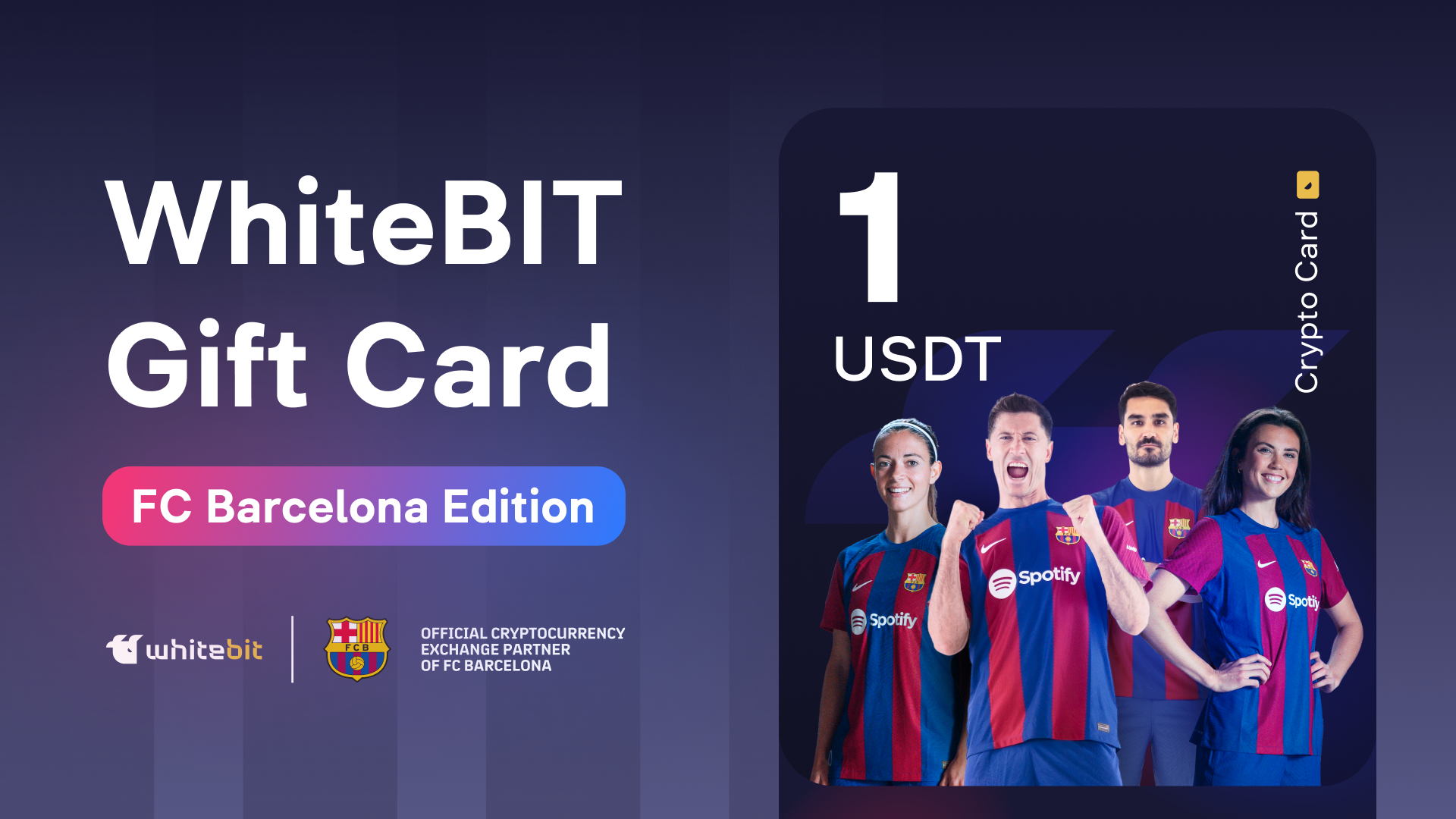 WhiteBIT - FC Barcelona Edition - 1 USDT Gift Card $1.39